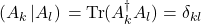 \left(A_k\left|A_l\right)\right. =\mbox{Tr}(A_k^{\dagger}A_l)=\delta_{kl}