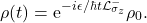 \begin{equation*} \rho(t)=\mbox{e}^{-i \epsilon/\hbar t \mathcal{L}_{\sigma_z}^-}\rho_0 . \end{equation*}