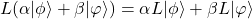 L(\alpha|\phi\rangle+\beta|\varphi\rangle)=\alpha L|\phi\rangle + \beta L |\varphi\rangle