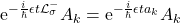 \mbox{e}^{-\frac{i}{\hbar}\epsilon t \mathcal{L}_{\sigma}^-} A_k = \mbox{e}^{-\frac{i}{\hbar}\epsilon t a_k} A_k