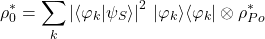 \begin{eqnarray*} \rho_0^* = \sum_{k} \left|\langle\varphi_k|\psi_{S}\rangle\right|^2 \,|\varphi_k\rangle\langle\varphi_k|\otimes \rho_{Po}^* \end{eqnarray*}