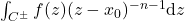 \int_{C^{\pm}} f(z)(z-x_0)^{-n-1}\mathrm{d}z