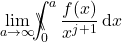 \begin{equation*} \lim_{a\rightarrow\infty} \backslash\!\!\!\!\backslash\!\!\!\!\!\int_{0}^{a} \frac{f(x)}{x^{j+1}}\,\mathrm{d}x \end{equation*}