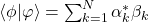 \langle\phi|\varphi\rangle=\sum_{k=1}^N \alpha_k^*\beta_k