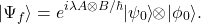 \begin{equation*}   |\Psi_f\rangle=e^{ i \lambda A\otimes B/\hbar}|\psi_0\rangle\!\!\otimes\!|\phi_0\rangle.  \end{equation*}