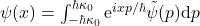 \psi(x)=\int_{-\hbar\kappa_0}^{\hbar\kappa_0} \mbox{e}^{i x p/\hbar} \tilde{\psi}(p)\mbox{d}p