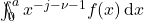 \backslash\!\!\!\!\backslash\!\!\!\!\!\int_{0}^{a} x^{-j-\nu-1} f(x)\,\mathrm{d}x